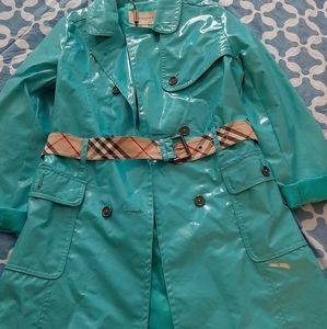 Blue Burberry rain coat